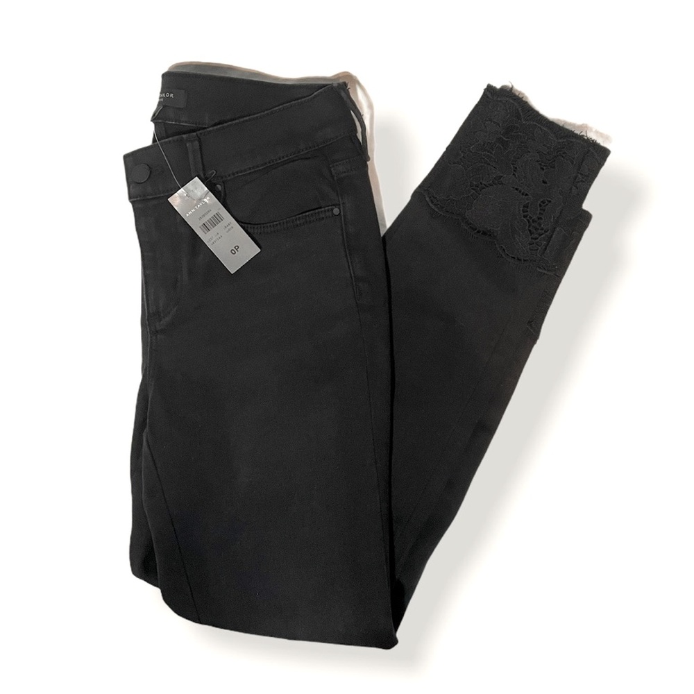 Black Petite Skinny Jeans with Lace Detailing